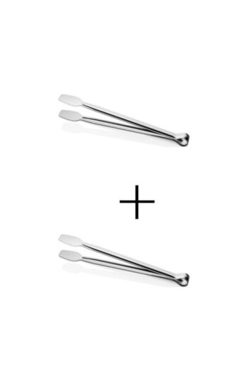 AVMmarketim Tongs 2 Pieces Steel Grill Tongs Stainless 23 Cm Frying Tongs