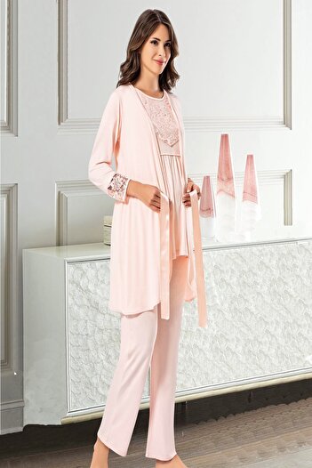 TAMPAP Women's Pink Maternity Pajama Nightgown Set