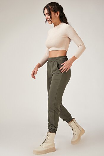 Happiness İstanbul Women's Khaki Pocket Sweatpants CR00327