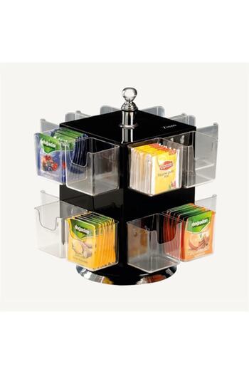 Zicco Acrylic 16 Compartment Rotating Tea Bag Stand Black