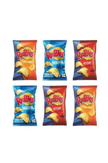 Ruffles Ketchup-Cheese, Onion-Plain Mixed Group Chips 98 Gr X 6 Pcs