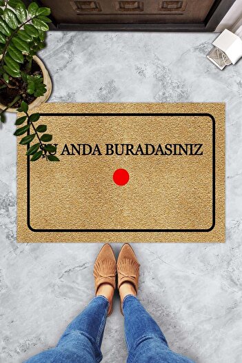 Evsebu Konum Desen Dekoratif Kapı Önü Paspası
