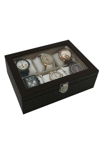 STAND MARKET Watch Box 6 Pieces Crocodile Brown