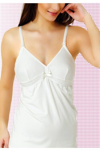 İmer Çamaşır Women's White Modal Single Jersey Pregnant Postpartum Breastfeeding Undershirt