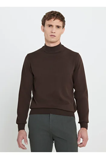 ALTINYILDIZ CLASSICS Six Stars Classics Men's Sweater - Half Turtleneck, Standard Brown, Knitwear Ace 492510017 _Triko Half Fisher