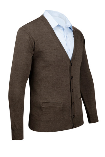 Çizgi Triko Men's Striped Knitwear Oversize V-Neck Cardigan and Sweater - Steel Knit Pattern, Classic Fit - 4241Mb
