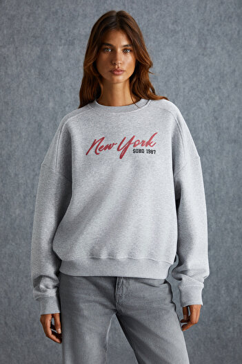 GRIMELANGE Nardy Women - City Themed Printed, Organic Cotton Oversize φούτερ Grimelange