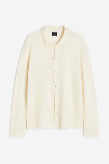 H&M Regular Fit Crochet-look resort shirt