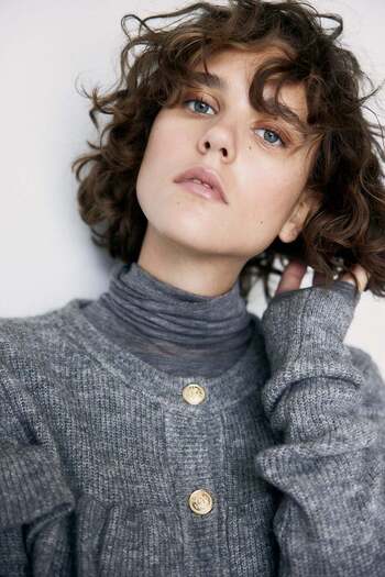 H&M Frill-trimmed rib-knit cardigan