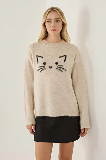 Hiccup Pulover din tricot cu model Kitten