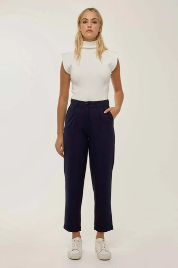 Hiccup High Waist Pleated Pipe Leg Pants
