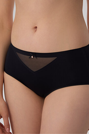 nulu Women's Powder High Waist Front Tulle Seamless Panties