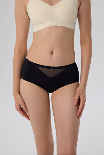 nulu Women's Powder High Waist Front Tulle Seamless Panties