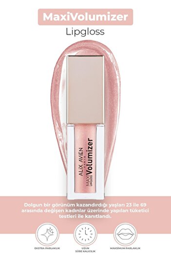 Alix Avien Maxivolumizer Lipgloss 205 - Sweet Gleam - Kalıcı ve Nemlendirici Ruj - Dolgunlaştırıcı Etki