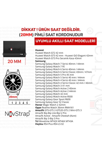 NovStrap Samsung Galaxy Watch 7 Fe 6 5 Pro 4 Serial - 20mm Compatible Silicone Strap (40-47mm) Band