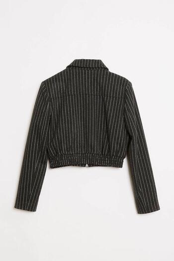 Robin Stripe Detailed Zippered Bomber Jacket D88598