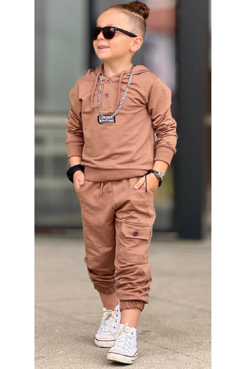 Bevitton Boy's Hoodie and Pocket Set - Mink