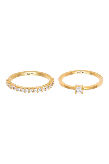 ELLI Inel de logodnă Solitaire Infinity pentru femei cu cristale de zirconiu din argint 925 placat cu aur