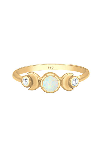 ELLI Dámský prsten Crescent Opal Zirconia Stone 925 Sterling Silver