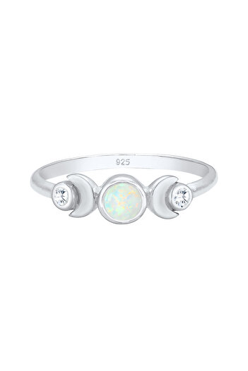 ELLI Dámský prsten Crescent Opal Zirconia Stone 925 Sterling Silver