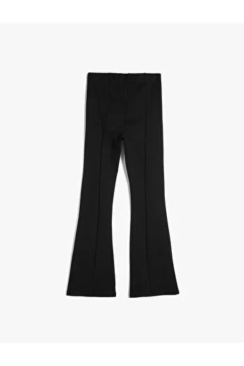 Koton Flared Leg Trousers Ribbed Elastic Waist