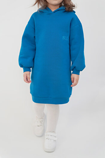 SAİS Fashion Kız Çocuk Kapüşonlu Oversize Hoodie Elbise - Uç Iplik - Elbise (2- 4 YAŞ)