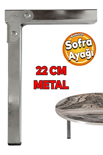 Badem10 Sofra Ayağı 22 Cm Metal Katlanır Siyah Taban Yer Sofrası Sini Altı Mobilya Ayakları Sehpa Masa