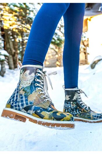 Dogo Les Peintres Patterned Women's Vegan Leather Long Boots - Multicolored