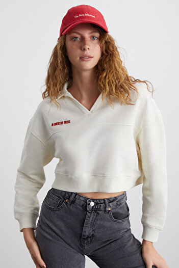 GRIMELANGE Laney Women's Organic Cotton Ecru Sweatshirt