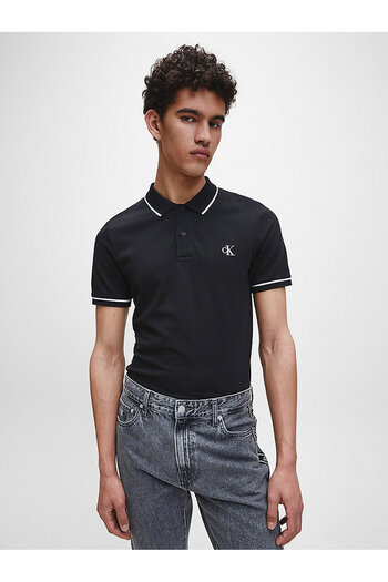 Calvin Klein Calvin Klein Mens Black Tipping Short Sleeve Polo T-Shirt
