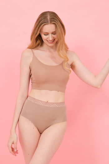 mellie Women's Laser Cut Lace High Waist Bikini Panties