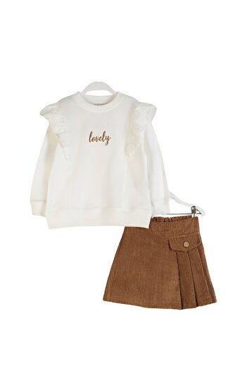 DMB BOYS & GIRLS 2-Piece Velvet Set for Girl - Brode Detailed Blouse and Velvet Shorts Skirt