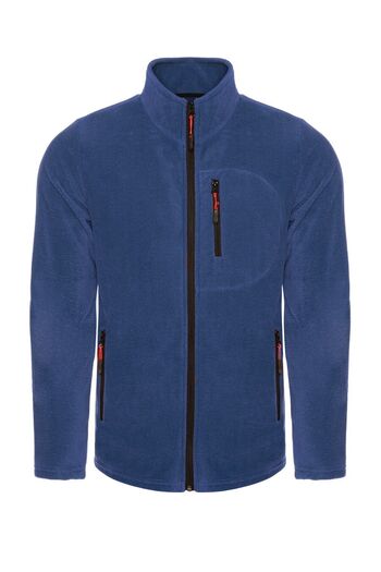 MAXIMILLIAN Indigo Color 3 Pockets Full Zipper Men's Fleece - Indigo