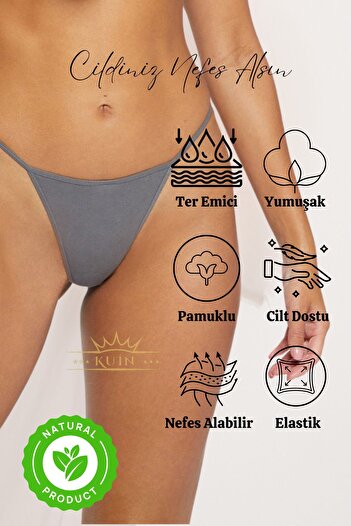 KUIN Pack of 5 Rope Strap Cotton, Lycra Combed String Thong Panties