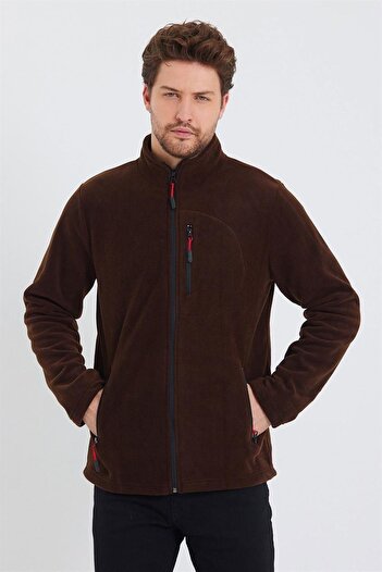 MAXIMILLIAN Brown 3-Pocket Full Zipper Men's Fleece - Brown