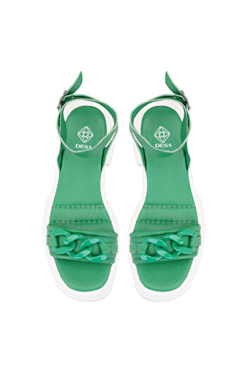 Desa Women's Green Leather Sandals