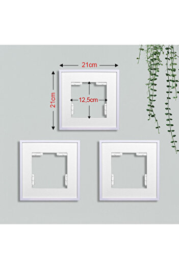 LİFE GLOBAL Sök Tak Square Framed Frame with Mat White 21X21 cm (3 Pcs) Without Photo