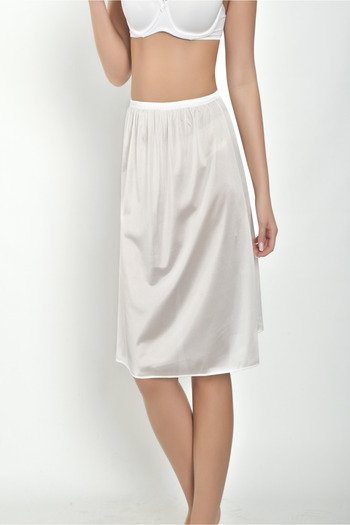Şenay 2-Pack White Jersey Skirt and Underskirt - Quality Knee-Length Product (W4005)