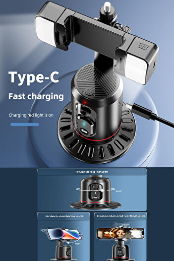 TECHNOMEN Bluetooth Kumandalı - LED Işıklı Yüz ve Hareket Takibi Yapan Tripod
