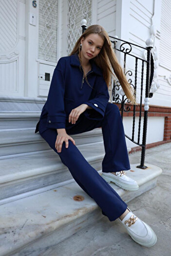 msendam Women's Oversize Scuba Fabric Elastic Waist High Waist Pants Premium Quality Double Suit