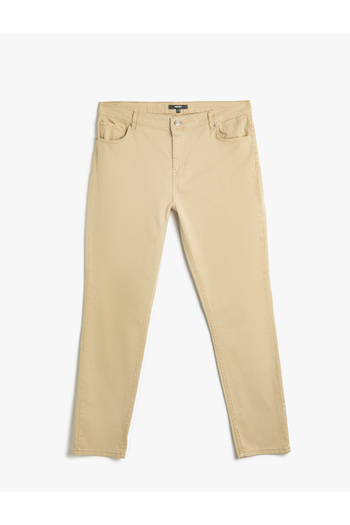 Koton Canvas Trousers Gabardine Tube Buttoned Cotton