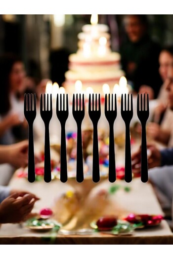 VibeHome 25 Pcs Black Fork - for Birthday Party and Fun Events