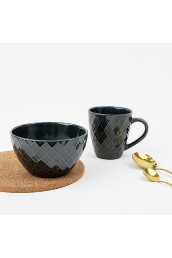 stilinbu Dark Green Porcelain Mug and Mug Set - Breakfast Set of Two (Dark Green)