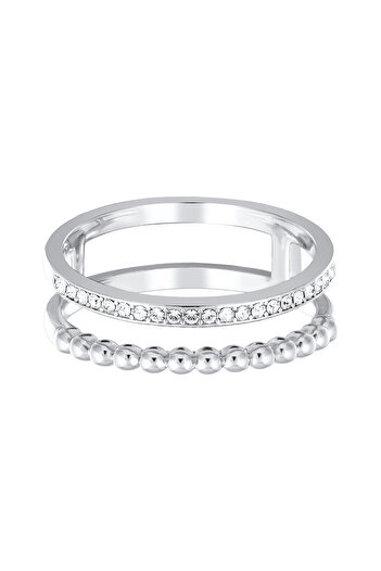 ELLI Ring Damen Statement Doppelreihige Kugel Silberfarben mit Kristallen