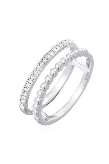 ELLI Ring Damen Statement Doppelreihige Kugel Silberfarben mit Kristallen