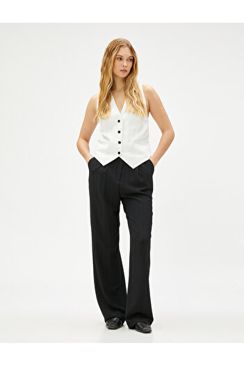 Koton Linen Vest with Back Detail