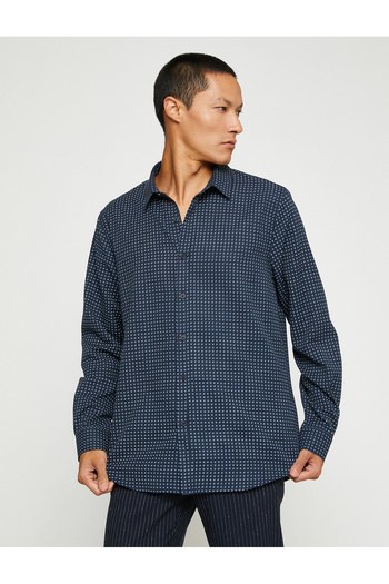 Koton Sporting Slim Fit Classic gallérral, hosszú ujjú, nem vasalható