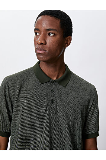 Koton Polo tričko Slim Fit s krátkým rukávem se vzorem na knoflíky