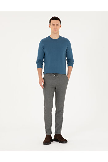 Pierre Cardin Gri Slim Fit Bağcıklı Kanvas Pantolon 50296178-VR024
