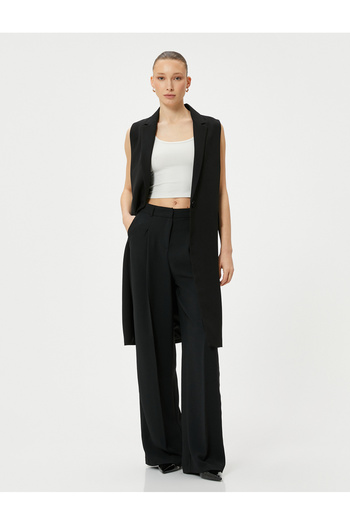 Koton Clamshell Long Vest - Pocket Design